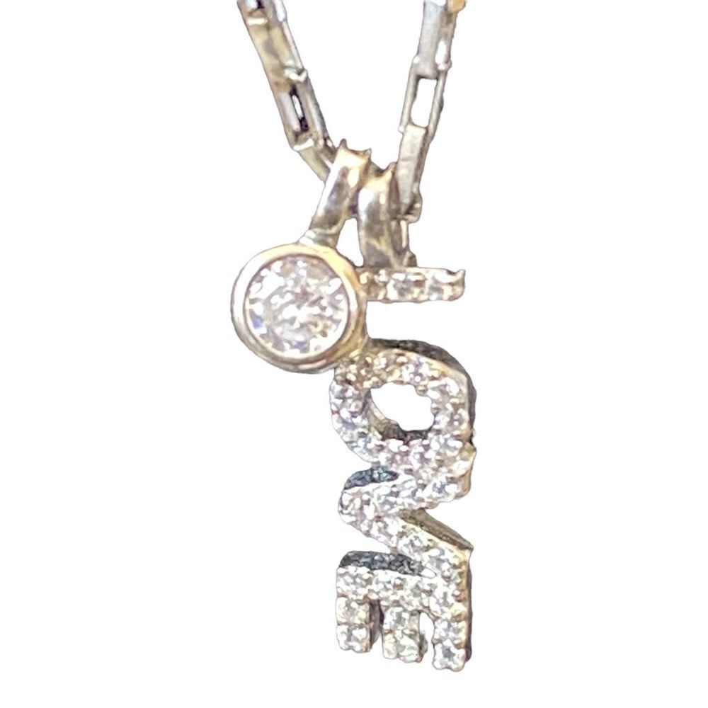 Sterling Silver 925 Love Crystal 9” Necklace - Picture 2 of 8